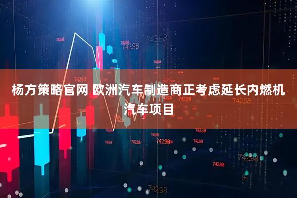 杨方策略官网 欧洲汽车制造商正考虑延长内燃机汽车项目